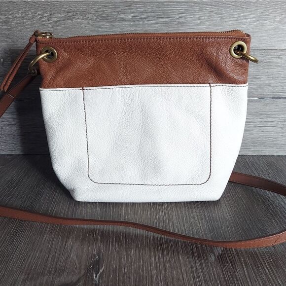 Fossil Keely Ivory/Brown Pebble Leather Crossbody Bag - Picture 2 of 6